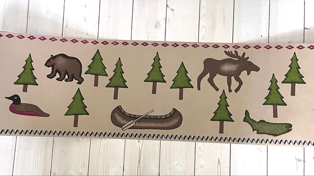 1 Roll Mountain Retreat Cabin Lodge Rustic 15 ft x 6.875 in Pre-Pasted Bear Fish
